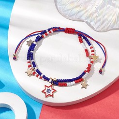 Independence Day Alloy Enamel Star Charm Bracelets&nbsp;BJEW-MZ00087