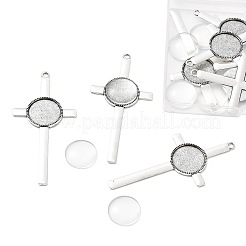9Pcs Tibetan Style Alloy Cross Pendant Cabochon Settings&nbsp;DIY-FS0009-48