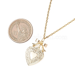 Alloy Bowknot Heart Locket Pendant 304 Stainless Steel Cable Chain Necklaces for Women&nbsp;NJEW-JN05904