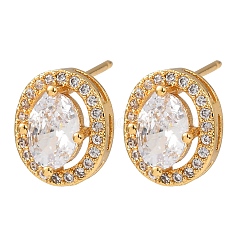 Brass Micro Pave Cubic Zirconia Stud Earrings for Women&nbsp;EJEW-F418-12G