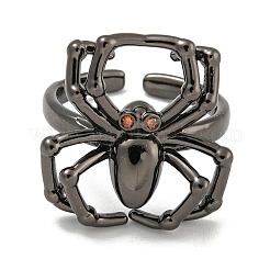 Rack Plating Brass Micro Pave Cubic Zirconia Spider Open Cuff Rings for Women&nbsp;RJEW-I104-22B