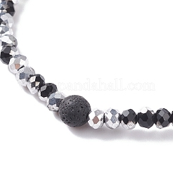 Natural  Lava Rock Essential Oil Stretch Bracelet with Glass for Women&nbsp;BJEW-JB07661