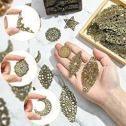 120Pcs 10 Styles Iron Filigree Joiners&nbsp;FIND-SC0017-13