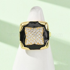 Brass Micro Pave Cubic Zirconia Cuff Open Rings&nbsp;CU-CBAB3AD-13G