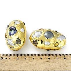 Rack Plating Brass Beads with Baroque Natural Keshi Pearl&nbsp;KK-K348-14G