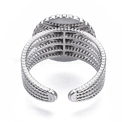 Non-Tarnish 304 Stainless Steel Open Cuff Finger Ring Cabochon Settings&nbsp;STAS-T060-06P