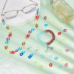1000Pcs 10 Colors Opaque Acrylic Linking Rings&nbsp;OACR-PH0001-91