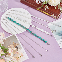 7Pcs 7 Styles Synthetic Turquoise & Glass Pearl & Brass Cap Chain&nbsp;AJEW-GO00036
