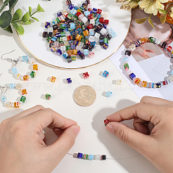 180Pcs Cube Handmade Millefiori Glass Beads&nbsp;LK-PA0001-08