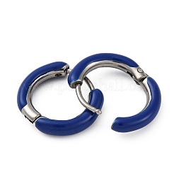Two Tone 304 Stainless Steel Chunky Huggie Hoop Earrings with Enamel for Women&nbsp;EJEW-C043-11-12P