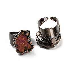 Irregular Oval Natural Ruby Open Cuff Rings&nbsp;RJEW-M157-17R