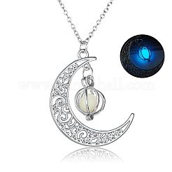Alloy Resin Moon Pumpkin Pendants Necklaces&nbsp;NJEW-S417-01A