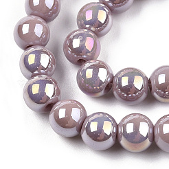 Electroplate Opaque Glass Beads Strands&nbsp;GLAA-T032-P6mm-AB07