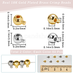 100Pcs 2 Colors Brass Crimp Beads&nbsp;KK-BBC0014-30