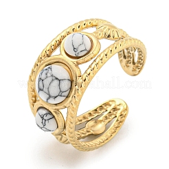 Ion Plating(IP) 304 Stainless Steel Synthetic Gemstone Cuff Rings&nbsp;G-Z056-06G