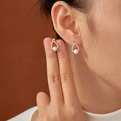 Teardrop Brass Pave Clear Cubic Zirconia Stud Earrings&nbsp;UK6514