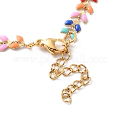 Enamel Ear of Wheat Link Chains Bracelet&nbsp;BJEW-H585-01G