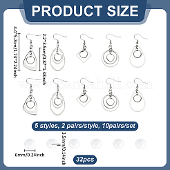 10 Pairs 5 Styles 304 Stainless Steel Dangle Earrings Making Kits&nbsp;EJEW-UN00028