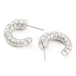 Rack Plating Brass Cubic Zirconia Horn Stud Earrings&nbsp;EJEW-K245-31P