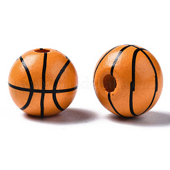 Painted Natural Wood European Beads&nbsp;WOOD-S057-051