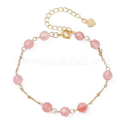 Cherry Quartz Glass Beads Link Bracelets&nbsp;BJEW-JB12777