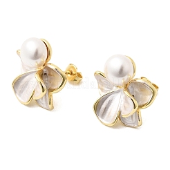 Brass Enamel Stud Earrings&nbsp;KK-CBAB173-02C-G