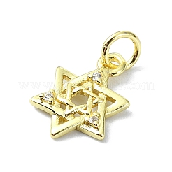 Brass Micro Pave Clear Cubic Zirconia Charms&nbsp;KK-H475-59G-02
