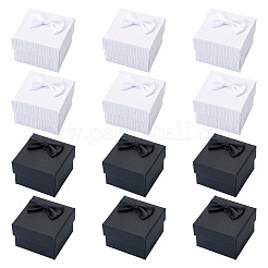 12Pcs 2 Colors Square Cardboard Paper Ring Gift Storage Boxes&nbsp;CON-TA0001-23