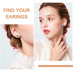6Pcs 6 Style Flower & Square & Star & Moon Cubic Zirconia Stud Earrings&nbsp;EJEW-AN0003-31