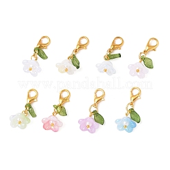 8Pcs 8 Colors Flower Acrylic Pendant Decorations&nbsp;HJEW-FS00034-04