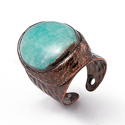 Oval Gemstone Cuff Ring&nbsp;RJEW-D077-14AG