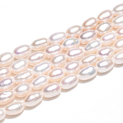 Natural Cultured Freshwater Pearl Beads Strands&nbsp;PEAR-N012-04W-01