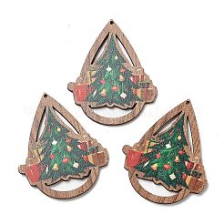 Single Face Christmas Printed Wood Big Pendants&nbsp;WOOD-D025-35