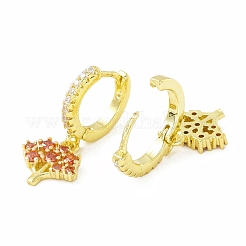 Cubic Zirconia Tree of Life Dangle Hoop Earrings&nbsp;EJEW-H086-03G