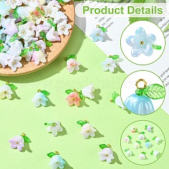 90Pcs 9 Colors Acrylic Flower Pendants&nbsp;PALLOY-CJ00074