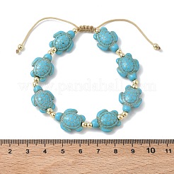 Adjustable Synthetic Turquoise & Non-magnetic Hematite Braided Bead Bracelets&nbsp;BJEW-JB13731-02