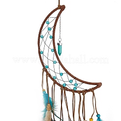 Handmade Leather Woven Net/Web with Feather Wall Hanging Decoration&nbsp;LS-HJEW-G015-08A