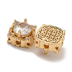 Brass Micro Pave Cubic Zirconia Beads&nbsp;KK-U037-05G-01
