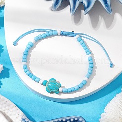 Synthetic Turquoise & Glass Seed Braided Bead Bracelets&nbsp;BJEW-JB11153