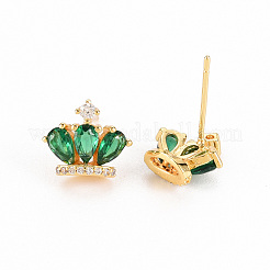 Brass Micro Pave Cubic Zirconia Stud Earrings&nbsp;KK-S356-251-NF