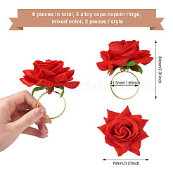 6Pcs 3 Style Alloy Rope Napkin Rings&nbsp;AJEW-EL0001-01