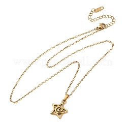 304 Stainless Steel Star Pendant Cable Chain Necklaces for Men Women&nbsp;NJEW-K308-01B-G