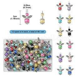 48Pcs 12 Colors Glass Pendants&nbsp;PALLOY-YW00051