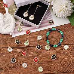 24Pcs 4 Colors Rack Plating Alloy Enamel Pendants&nbsp;FIND-SZ0006-06