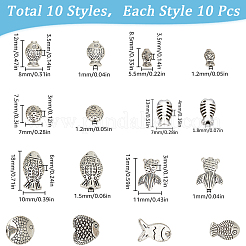 100Pcs 10 Styles Tibetan Style Alloy Beads&nbsp;TIBEB-SC0001-33