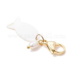 Shell Finsh & Cultured Freshwater Pearl Pendant Decorations&nbsp;HJEW-JM04637
