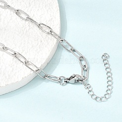 4MM 304 Stainless Steel Textured Paperclip Chain Necklaces for Man and Women&nbsp;SA-CBAB767-10P