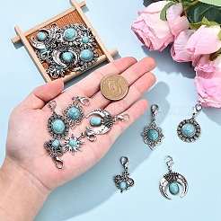 20Pcs 5 Style Alloy Pave Imitation Turquoise Pendant Decorations&nbsp;HJEW-YW00195