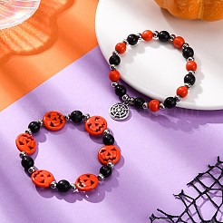 2Pcs Glass & Synthetic Turquoise Beads Stretch Bracelets&nbsp;BJEW-JB12483-03
