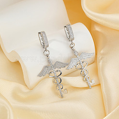 Fashionable Brass Clear Cubic Zirconia Double Snake with Wing Hoop Earrings&nbsp;IC7778-1